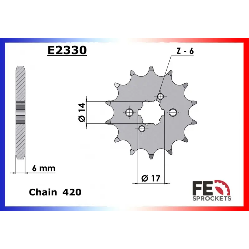 Commander Vite Pignon 13 dents pour chaine 420 – France Equipement 1215.E1654.13