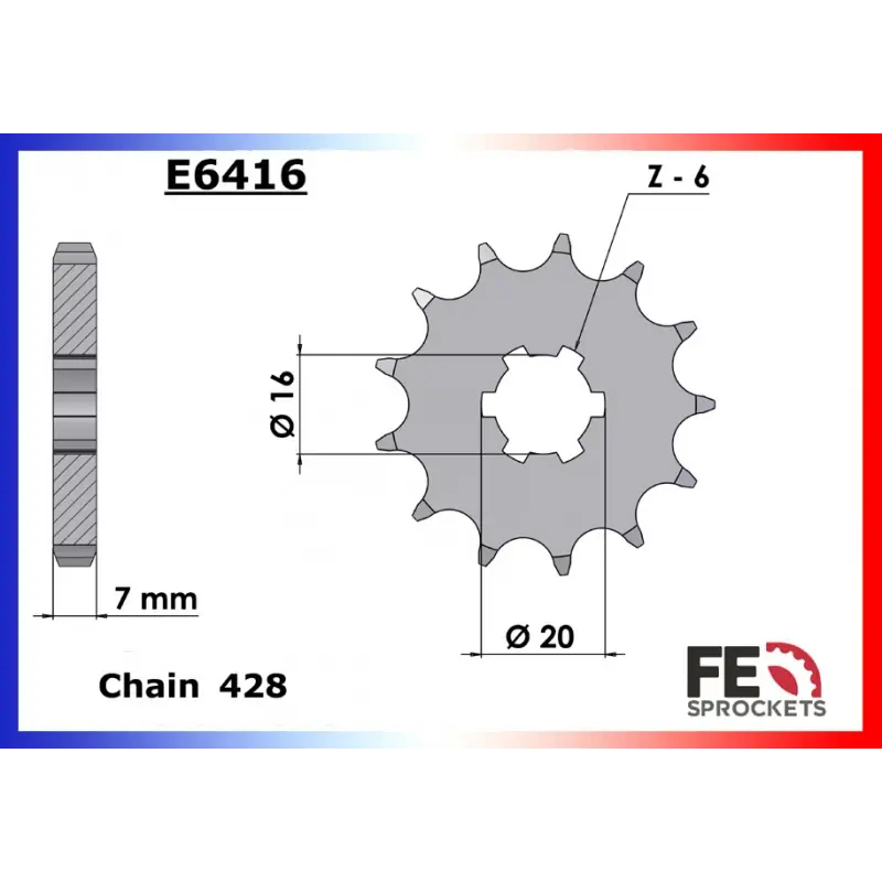 Acheter En Ligne Pignon 16 dents pour chaine 428 – France Equipement 1706.E416.16
