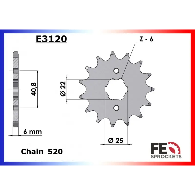 Authentique Pignon 17 dents pour chaine 520 – France Equipement 1916.E3120.17