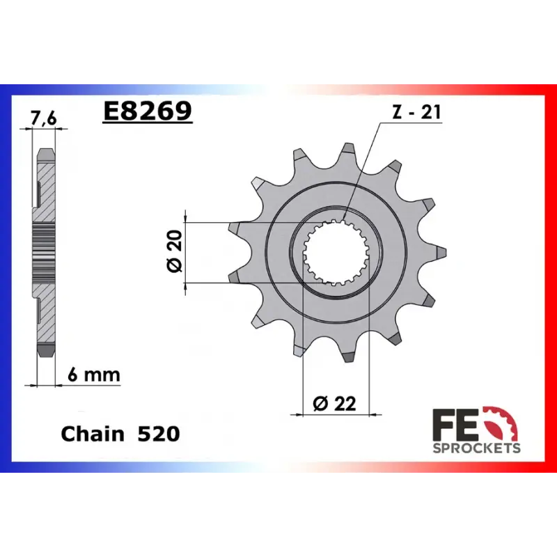Acheter Direct Pignon 12 dents pour chaine 520 – France Equipement 3007.E8269.12
