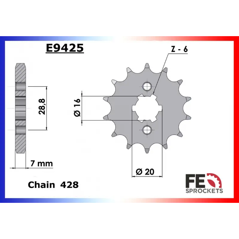 Acheter Direct Pignon 14 dents pour chaine 428 – France Equipement 3223.E425.14