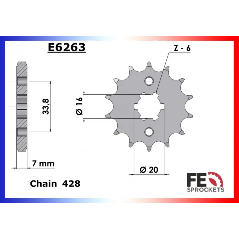 Acheter Direct Pignon 13 dents pour chaine 428 – France Equipement 3271.E6263.13