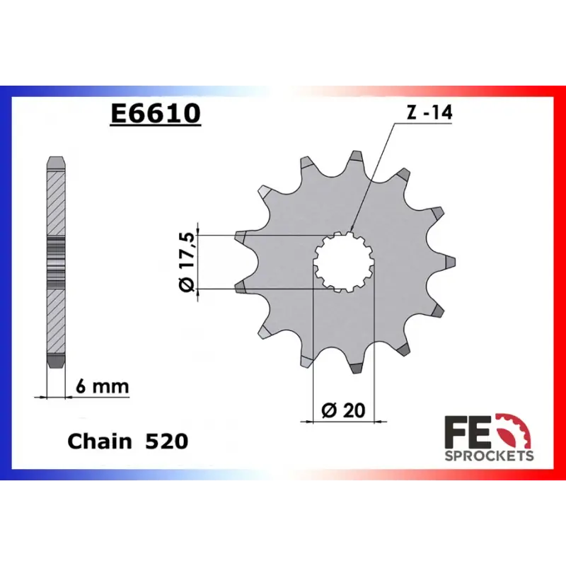 Authentique Pignon 14 dents pour chaine 520 – France Equipement 5101.E610.14