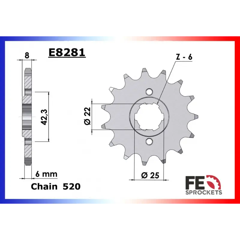 Acheter En Ligne Pignon 16 dents pour chaine 520 – France Equipement 5105.E281.16