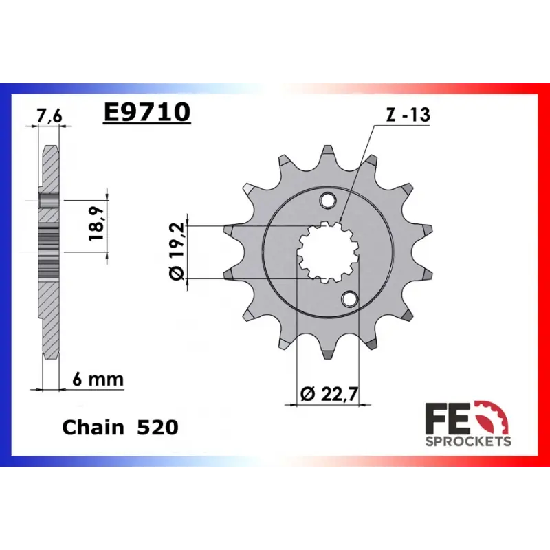 Usine Directe Pignon 16 dents pour chaine 520 – France Equipement 6091.E9710.16