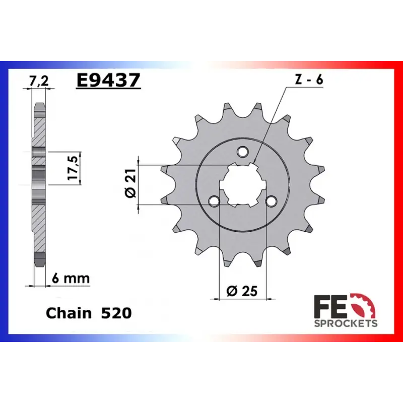 Top Vente Pignon 15 dents pour chaine 520 – France Equipement 8703.E437.15