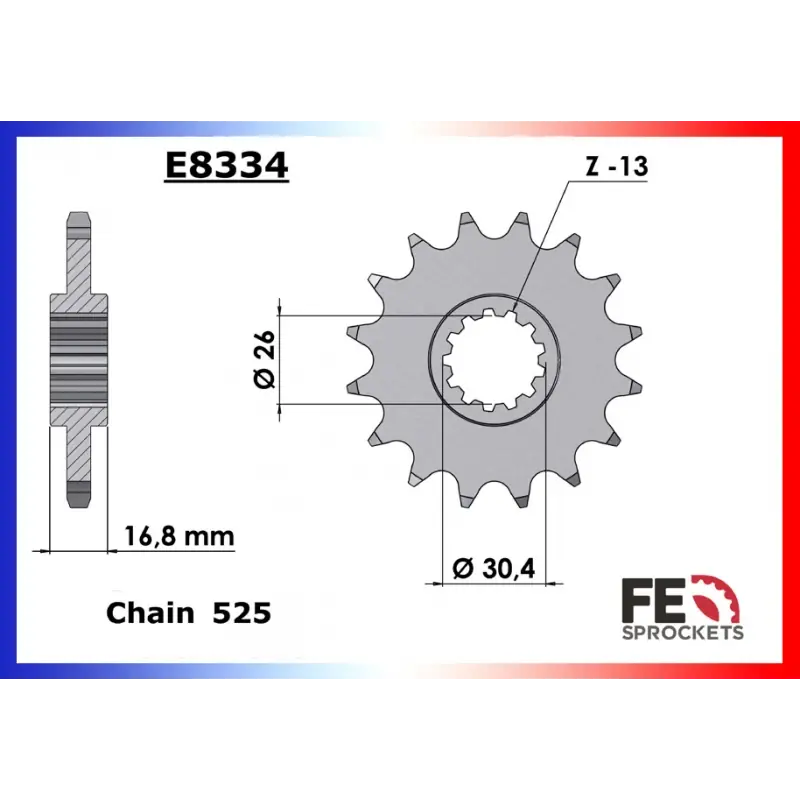 Authentique Pignon 14 dents pour chaine 525 – France Equipement 9223.E8334.14