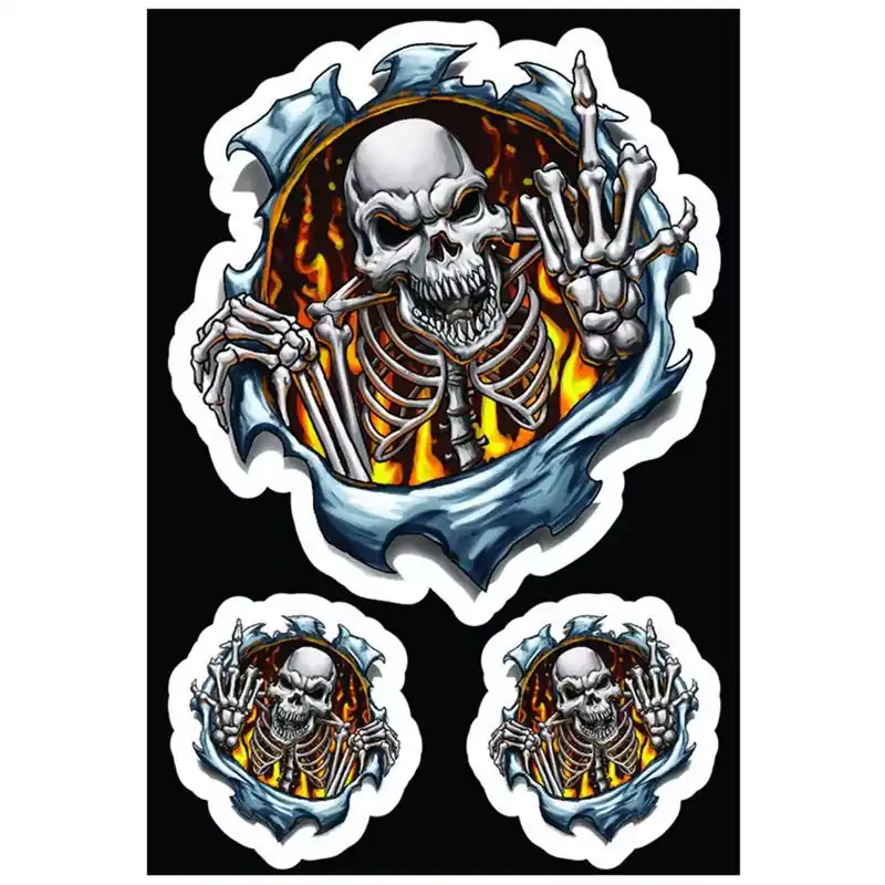 Autocollant / Sticker – LETHAL THREAT Finger Skull 7.5 x 14cm Réduction