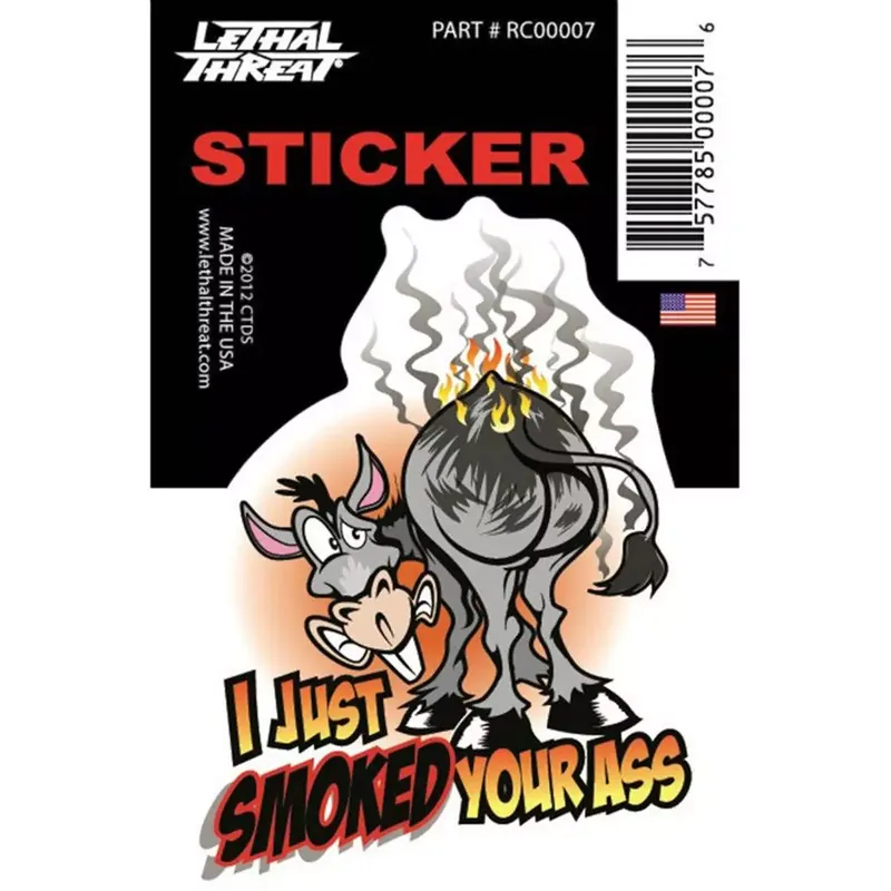 Meilleure Vente Autocollant / Sticker – LETHAL THREAT Mini Vilain Bull En Feu 6 x 8cm