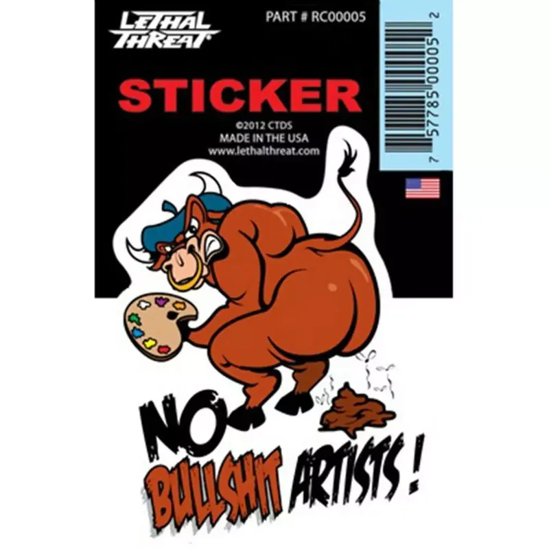 Nouvel Arrivage Autocollant / Sticker – LETHAL THREAT Mini Vilain Bull Shit 6 x 8cm