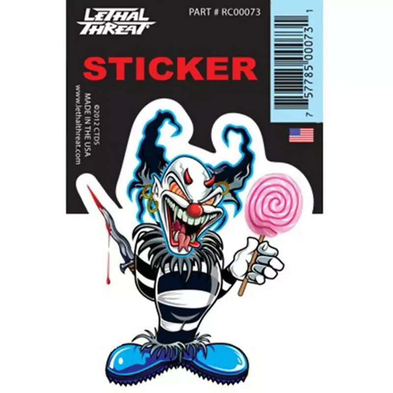 Autocollant / Sticker – LETHAL THREAT Mini Vilain Clown Bleu 6 x 8cm Pas Cher