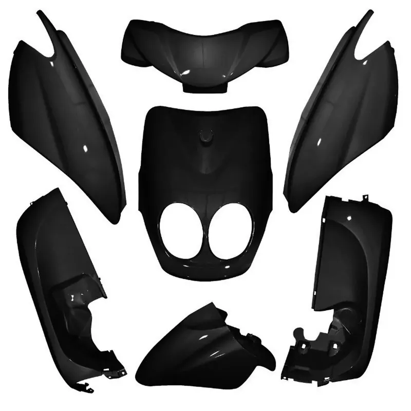 Prix Bas Kit Carénages / Carrosserie MBK Ovetto YAMAHA Neo's 2T / 4T à partir de 2008 – Noir brillant 7 pièces