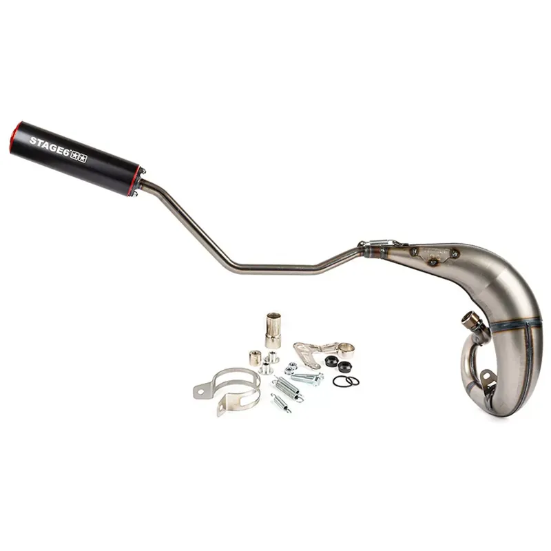 Pot Passage Haut Droit Rieju MRT 50 / 77cc – Streetrace CNC Noir / Rouge Stage6 Usine Directe