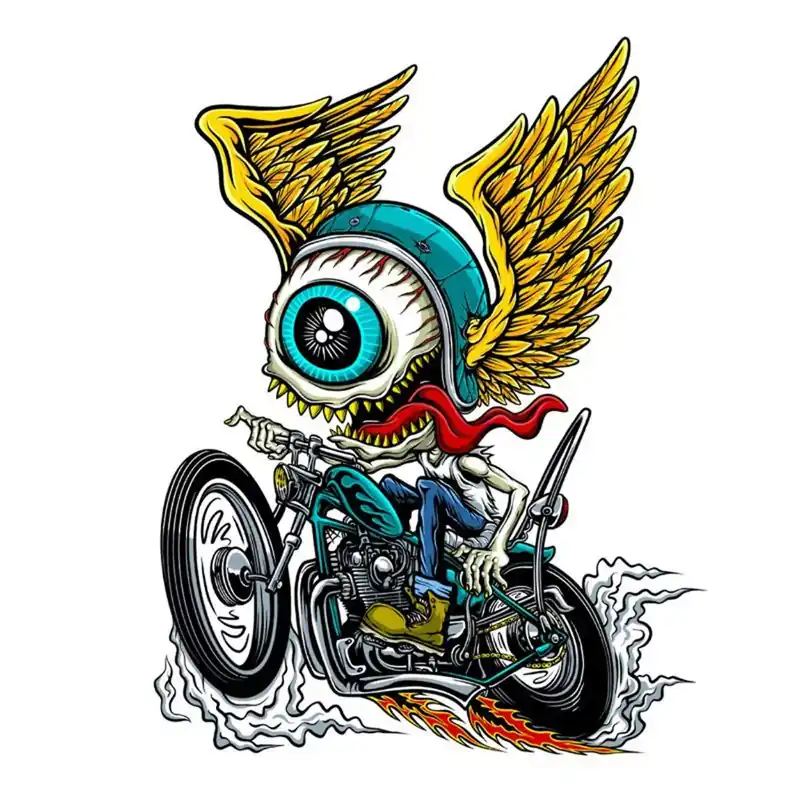 Quantité Limitée Autocollant / Sticker – LETHAL THREAT Mini Flying Eyeball Biker 6 x 8cm