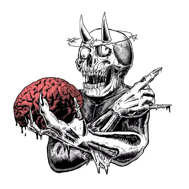 Pas Cher Autocollant / Sticker – LETHAL THREAT Mini Skull Brain 6 x 8cm