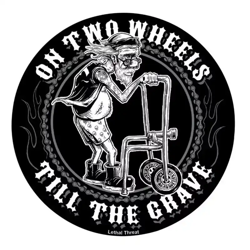 Must-Have Autocollant / Sticker - LETHAL THREAT Mini On Two Wheels Til The Grave 6 x 8cm