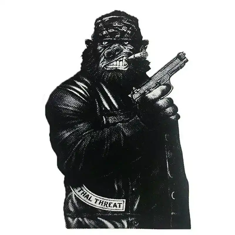 Autocollant / Sticker - LETHAL THREAT Mini Gorilla Gun 6 x 8cm Top Vente