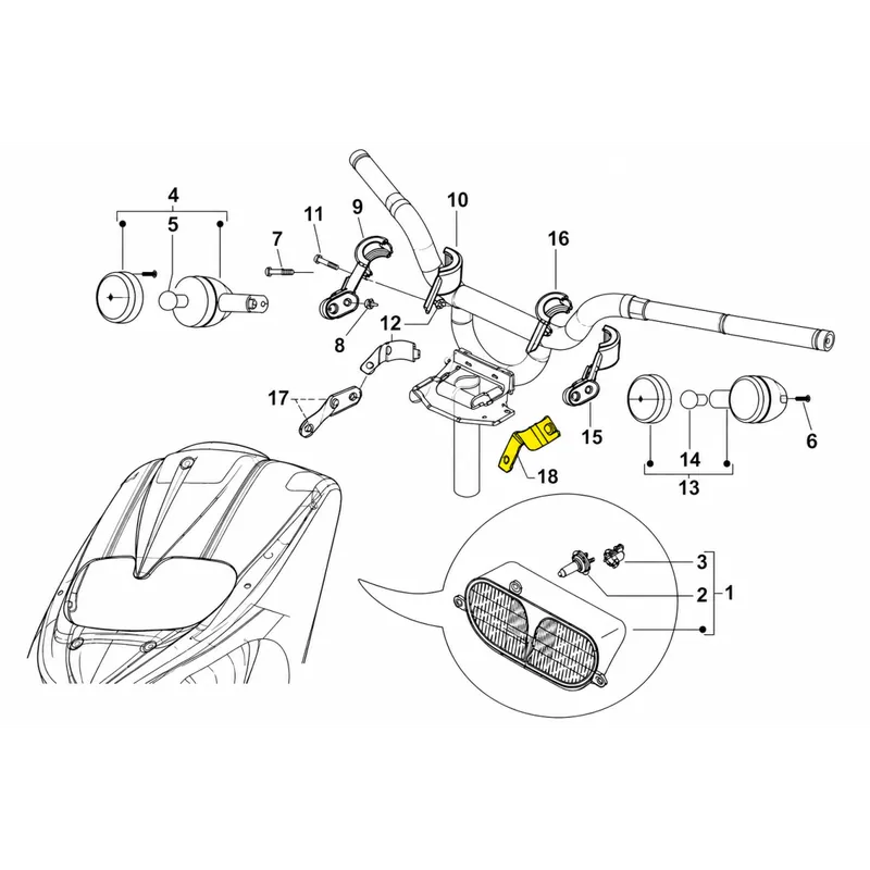 Marque Support clignotant avant gauche origine Piaggio Gilera Stalker Naked 50 2008 641074