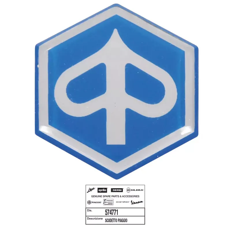 AUTOCOLLANT/STICKER/DECOR/ECUSSON PIAGGIO ORIGINE PIAGGIO COMMUN A LA GAMME (33mm argent souple) Must-Have