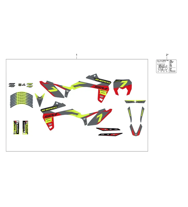 KIT DECO ADHESIF SHERCO 50 SM SILVER RED STANDART ET RS Expédié Aujourd&rsquo;hui