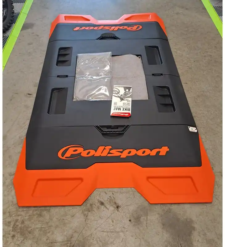 Seulement Aujourd&rsquo;hui BIKE MAT ORANGE NOIR TAPIS POLISPORT 180X99 CM