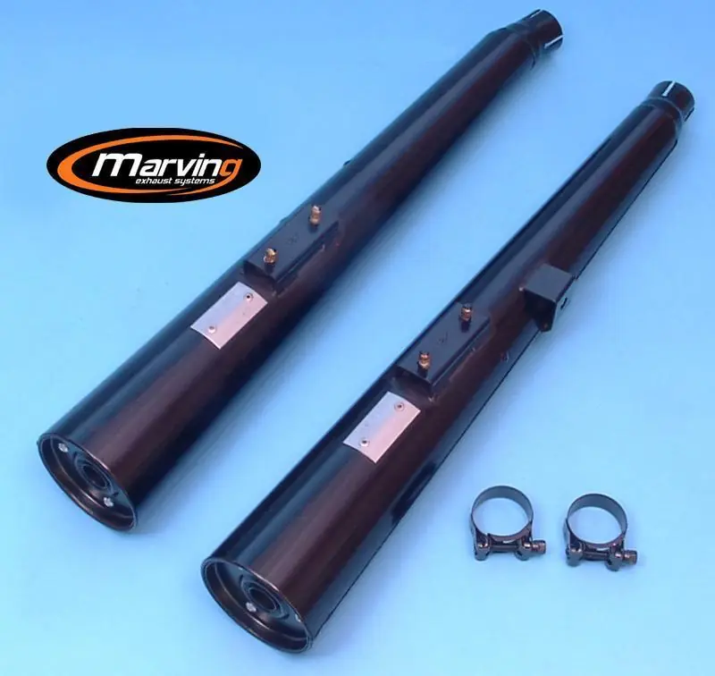 Marving 2 silencieux chromé noir pour Suzuki GS550 Katana 81/82 Nouvelle Collection