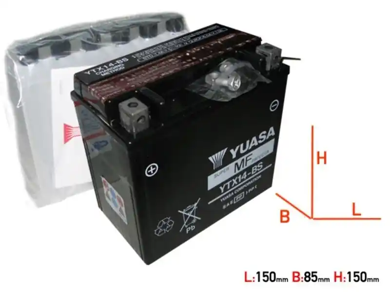 Batterie Yuasa YTX14-BS pour Kawasaki W650 1999-2005 Expédition Rapide