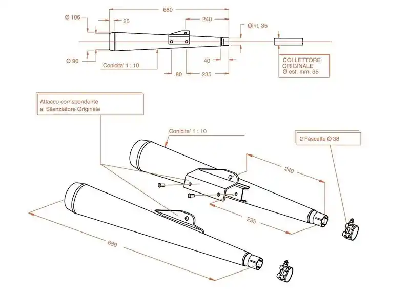 Retour Gratuit Sito 2 silencieux chromés pour V50 III Moto-Guzzi