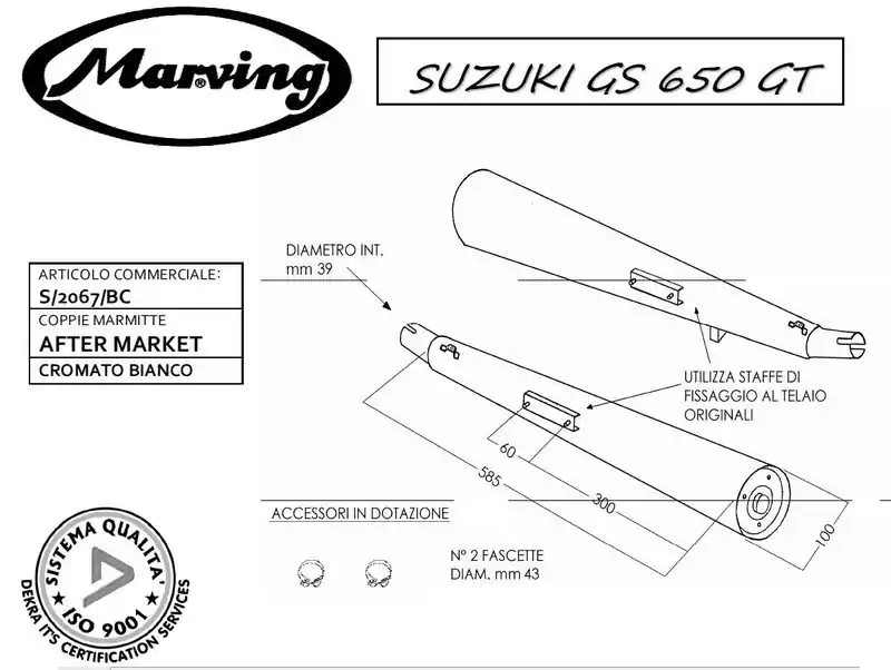 Offre Spéciale Marving, paire de silencieux chromés pour Suzuki GS650Gt