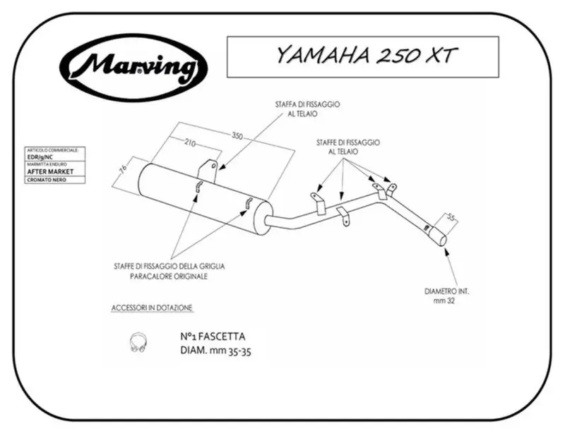 Acheter Direct Silencieux Marving vernis noir pour Yamaha XT 250 80/90 3Y3 4YO