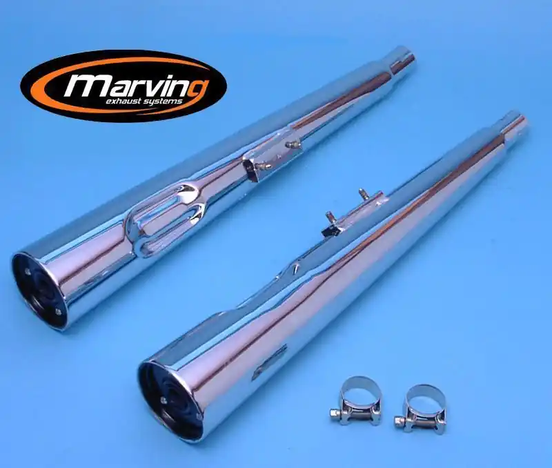 Marving 2 silencieux chromés pour Suzuki GS450E (GS450) 81/82 Solde