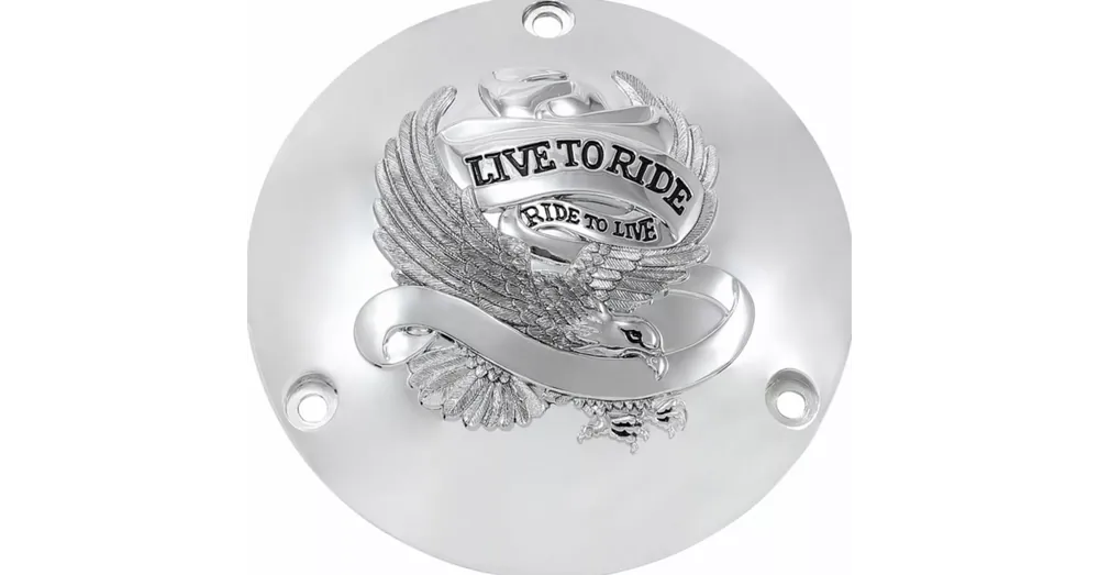 Nouvel Arrivage Trappe d&rsquo;Embrayage « Live To Ride » Chrome Dyna, Softail, Touring 70/98