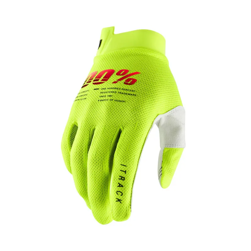 Achat Immédiat Gants Cross 100% Enfant ITRACK Jaune Fluo