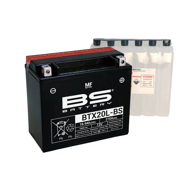 Batterie BS BATTERY sans entretien avec pack acide – BTX20L Retour Gratuit