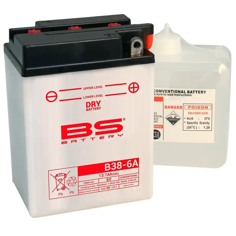 Batterie BS BATTERY conventionnelle avec pack acide – B38-6A Produit De Marque