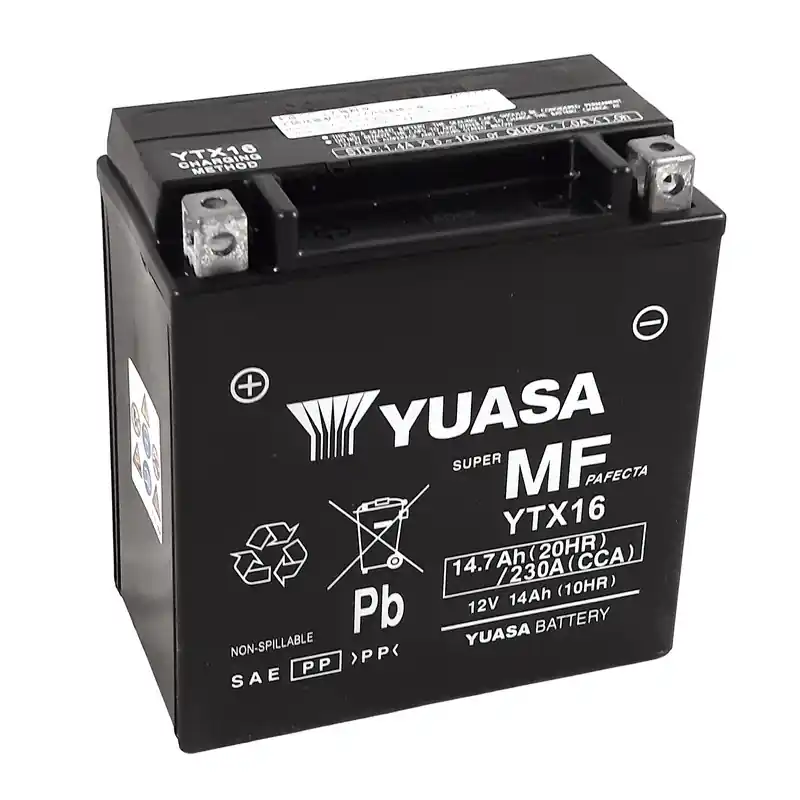 Batterie YUASA W/C sans entretien activée usine – YTX16 FA Nouveauté