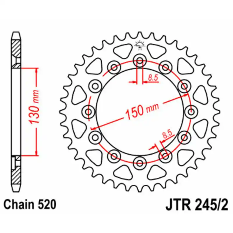 Prix Cassé Couronne JT SPROCKETS acier standard 245/2 - 520