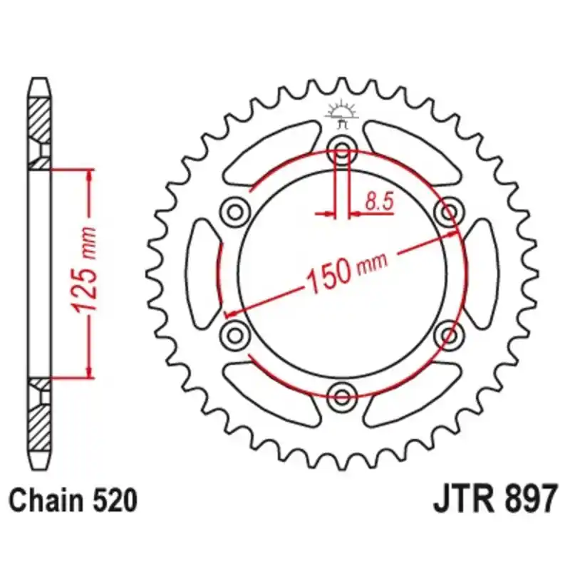 Livraison Express Couronne JT SPROCKETS acier standard 897 - 520
