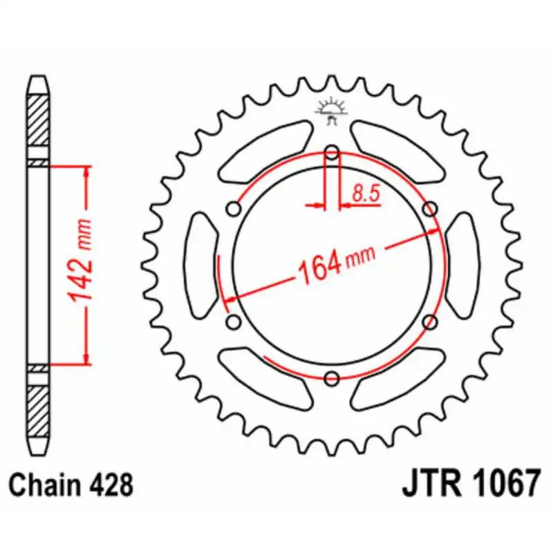 Remise Couronne JT SPROCKETS acier standard 1067 - 428