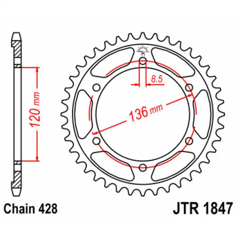 Prix Promo Couronne JT SPROCKETS acier standard 1847 – 428