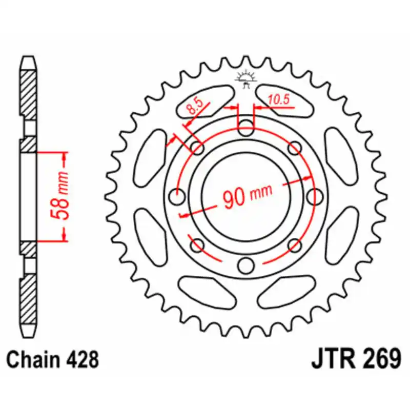 Couronne JT SPROCKETS acier standard 269 – 428 Achat Immédiat