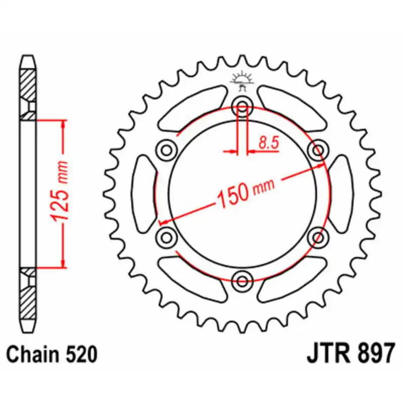 Acheter Direct Couronne JT SPROCKETS acier standard 897 – 520
