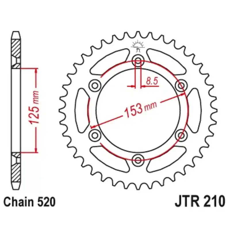 Couronne JT SPROCKETS acier standard 210 – 520 Meilleure Vente
