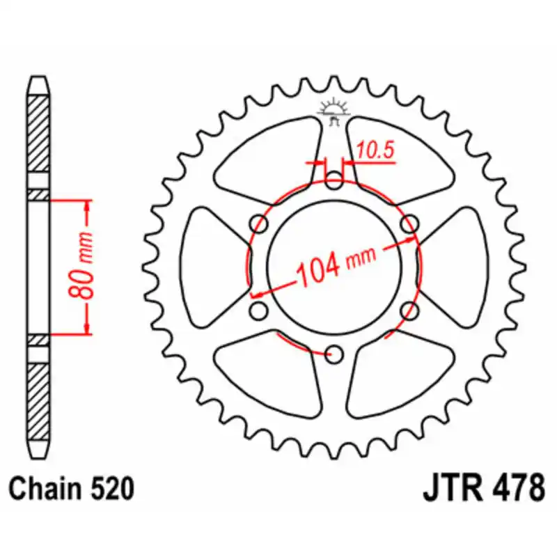 Couronne JT SPROCKETS acier standard 478 – 520 Populaire