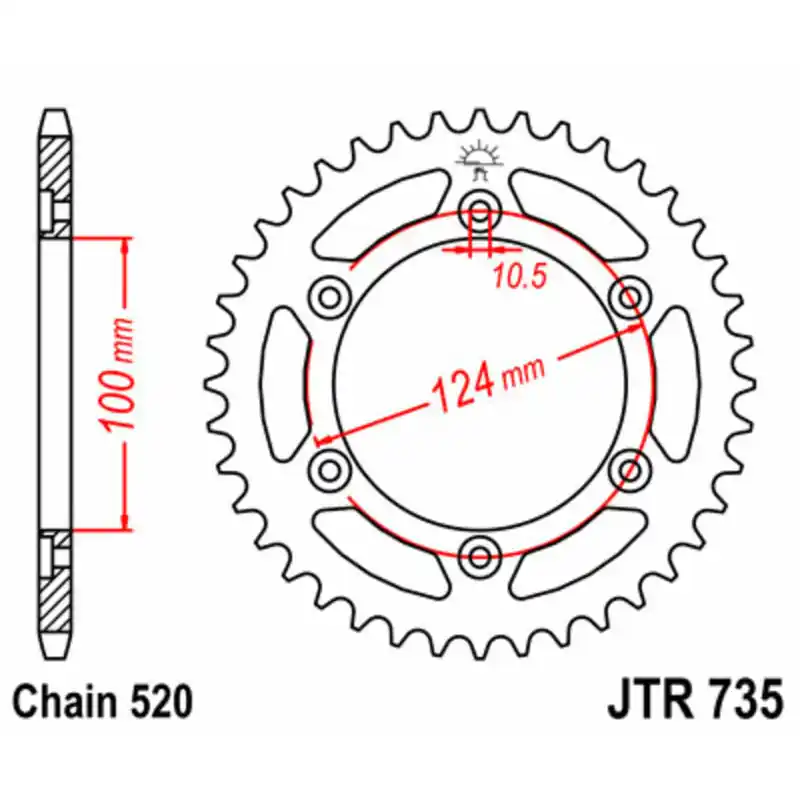 Authentique Couronne JT SPROCKETS acier standard 735 – 520