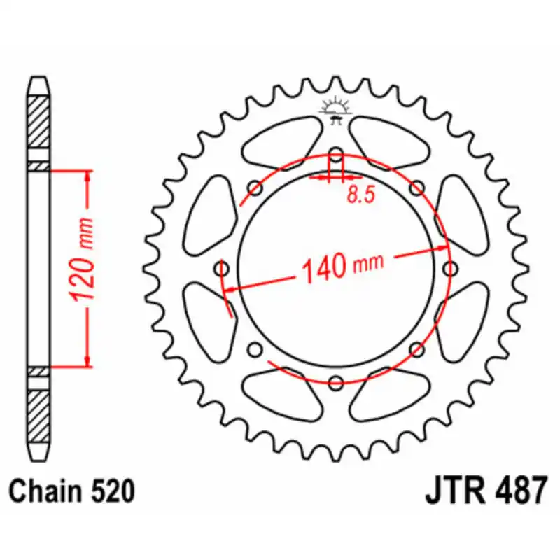 Remise Couronne JT SPROCKETS acier standard 487 – 520