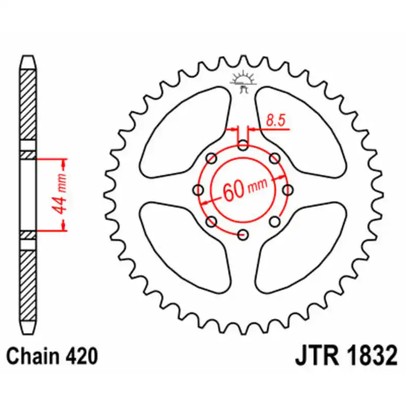 Certifié Couronne JT SPROCKETS acier standard 1832 – 420