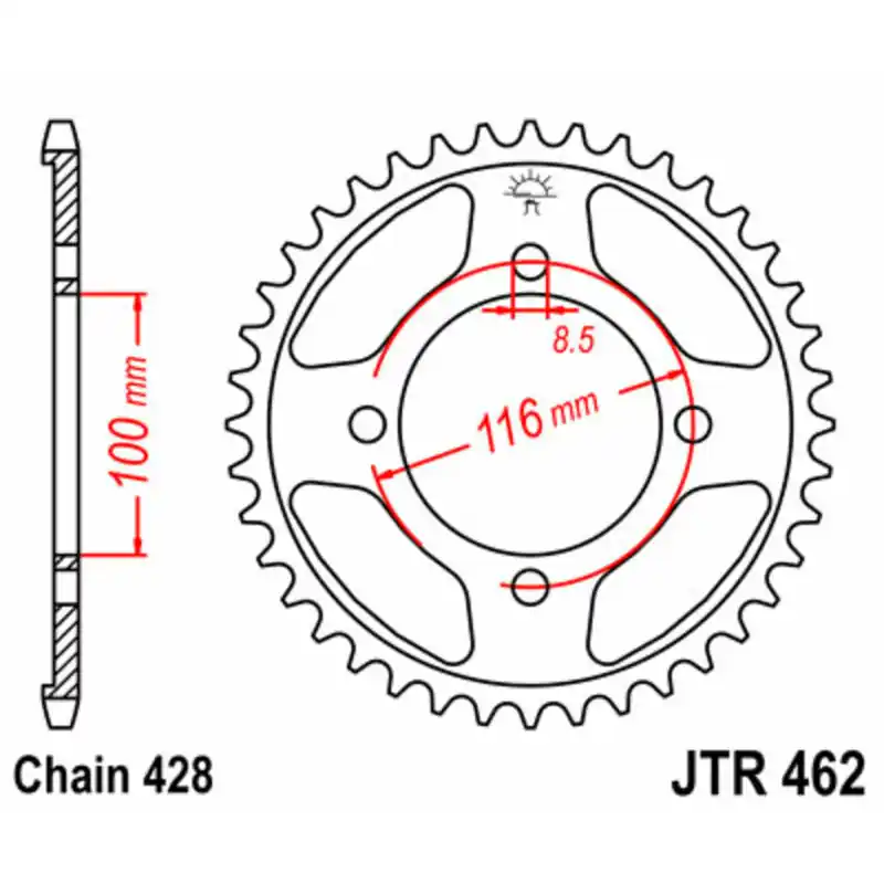 Couronne JT SPROCKETS acier standard 462 – 428 Commander Maintenant