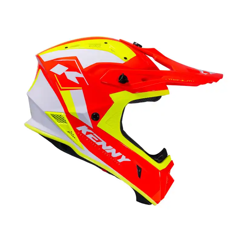 Casque Cross KENNY TITANIUM GRAPHIC Jaune Fluo Rouge Marque