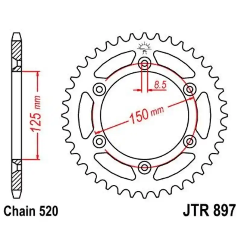 Couronne JT SPROCKETS zinc standard 897 – 520 Meilleure Vente